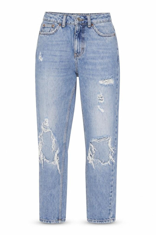 Front view of Women's Blue Boyfriend Distressed Jeans Size W25