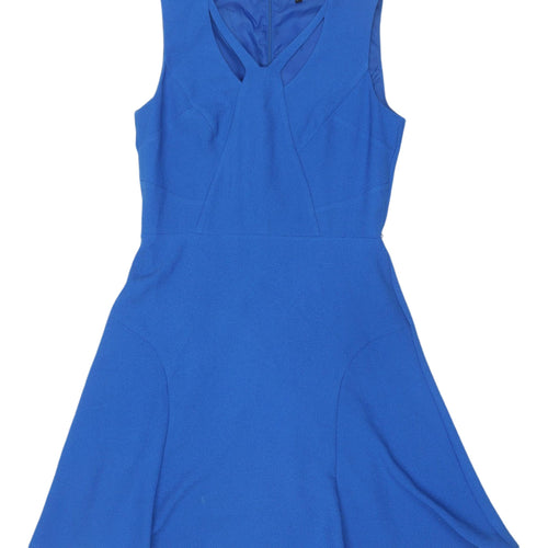 Warehouse Women's Blue Fit & Flare Sleeveless Mini Dress