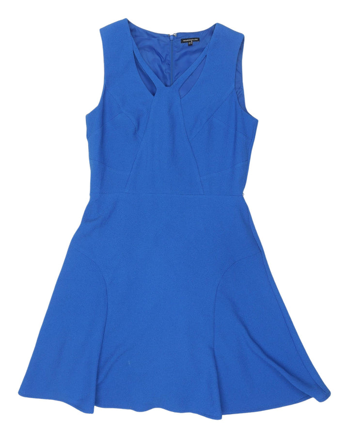Warehouse Women's Blue Fit & Flare Sleeveless Mini Dress
