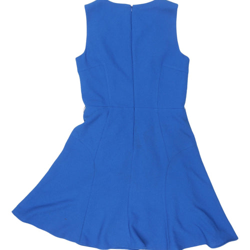 Warehouse Women's Blue Fit & Flare Sleeveless Mini Dress