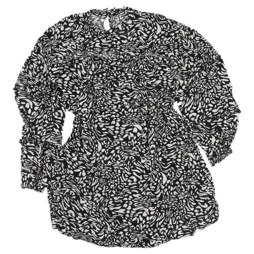 Very Women's Black Animal Print Shift Dress in Size 10