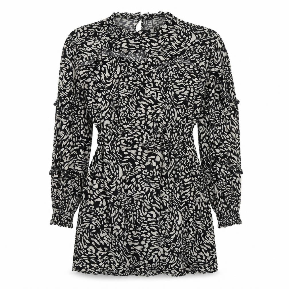 Front view of Very Women's Black Animal Print Shift Dress in, size 10