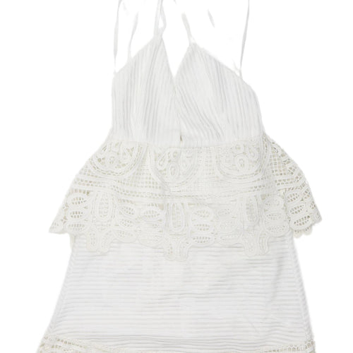 Boohoo Women White Lace Mini Slip Dress Size 4