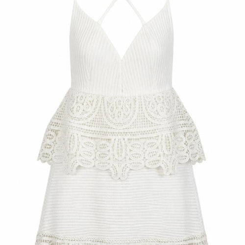 Boohoo Women White Lace Mini Slip Dress Size 4