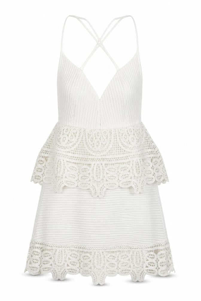 Boohoo Women White Lace Mini Slip Dress Size 4