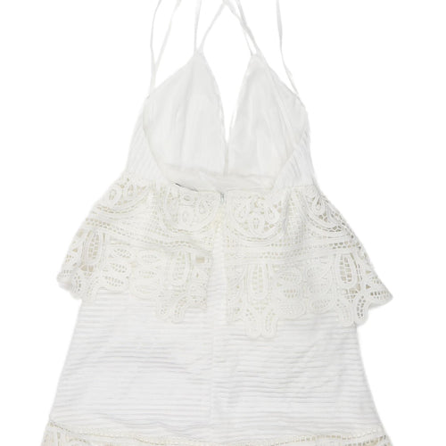 Boohoo Women White Lace Mini Slip Dress Size 4