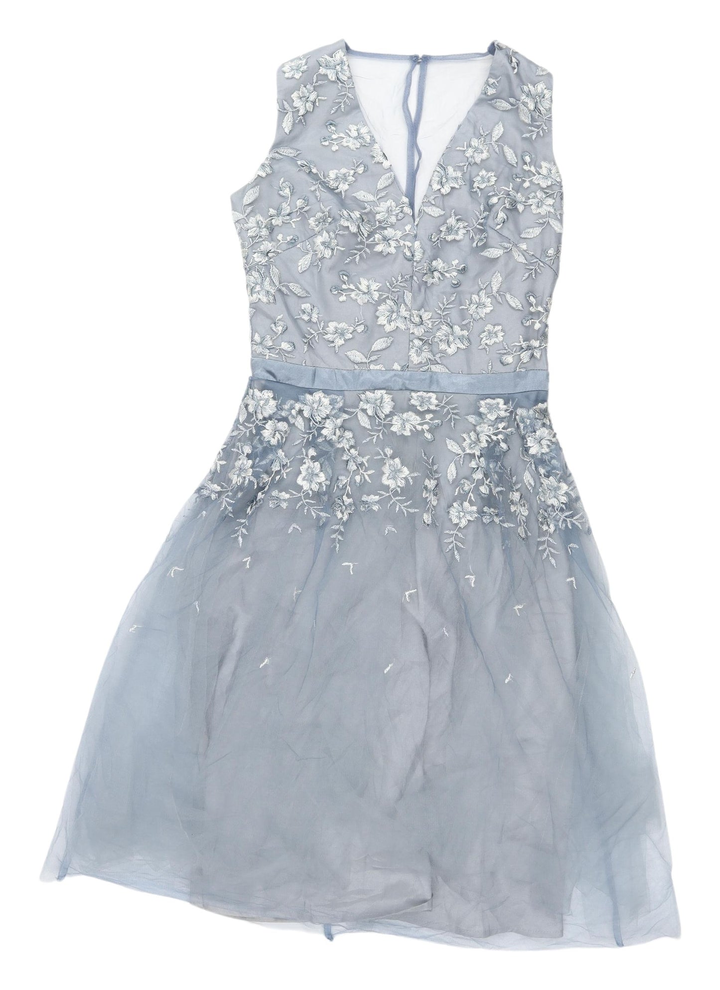 Chi Chi London Women's Blue Floral Embroidered Dress