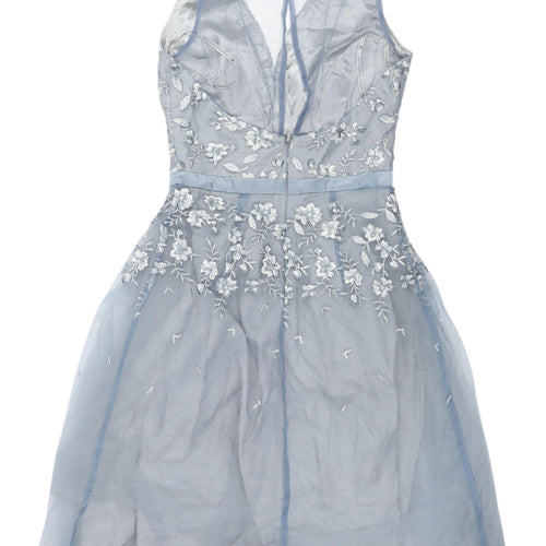 Chi Chi London Women's Blue Floral Embroidered Dress