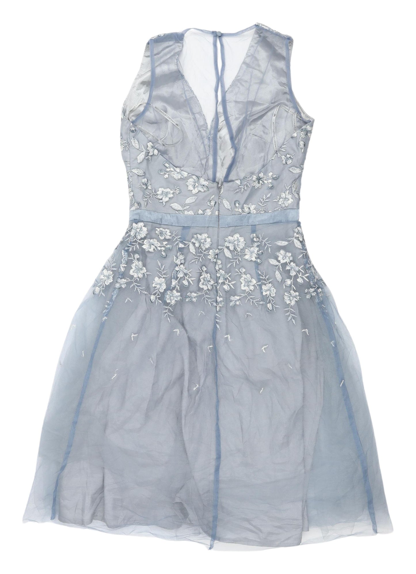 Chi Chi London Women's Blue Floral Embroidered Dress