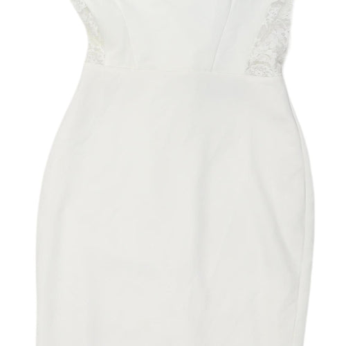 Missguided White Halter Midi Sheath Dress Size 4