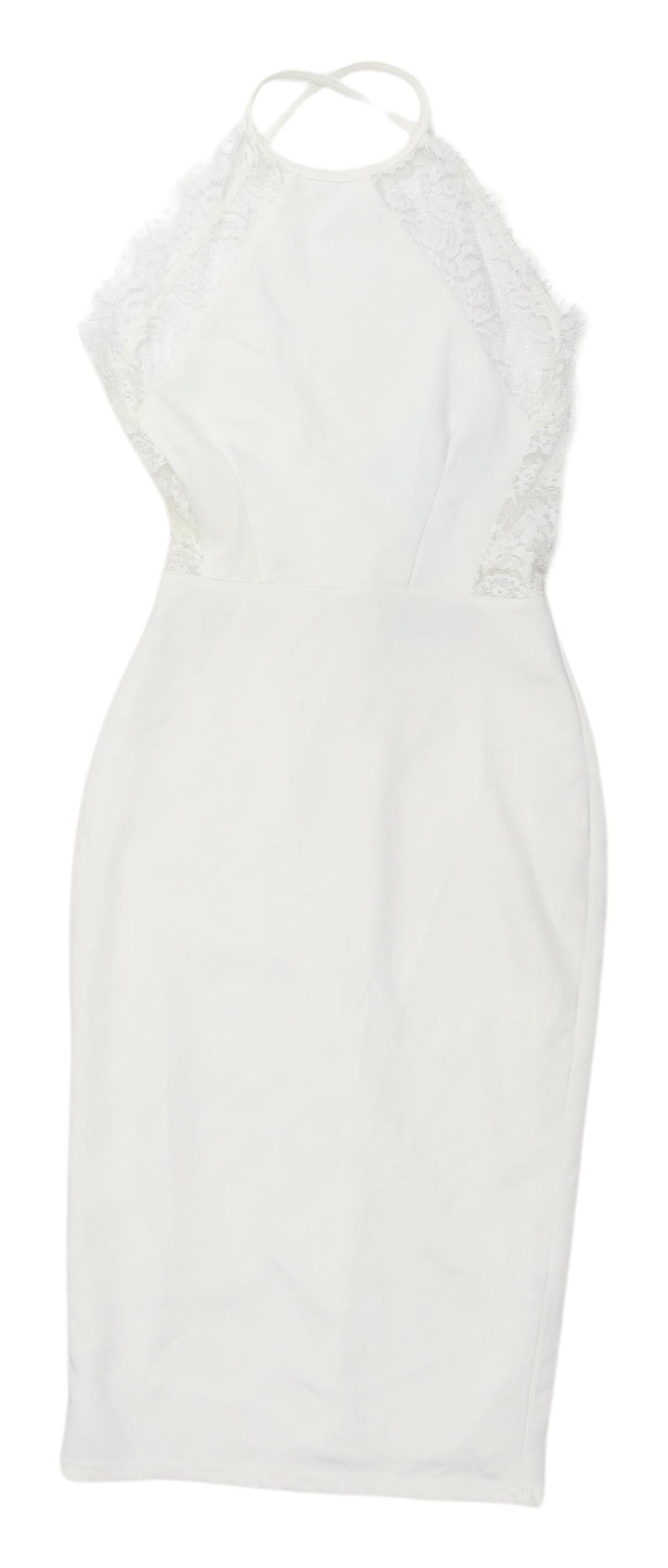 Missguided White Halter Midi Sheath Dress Size 4