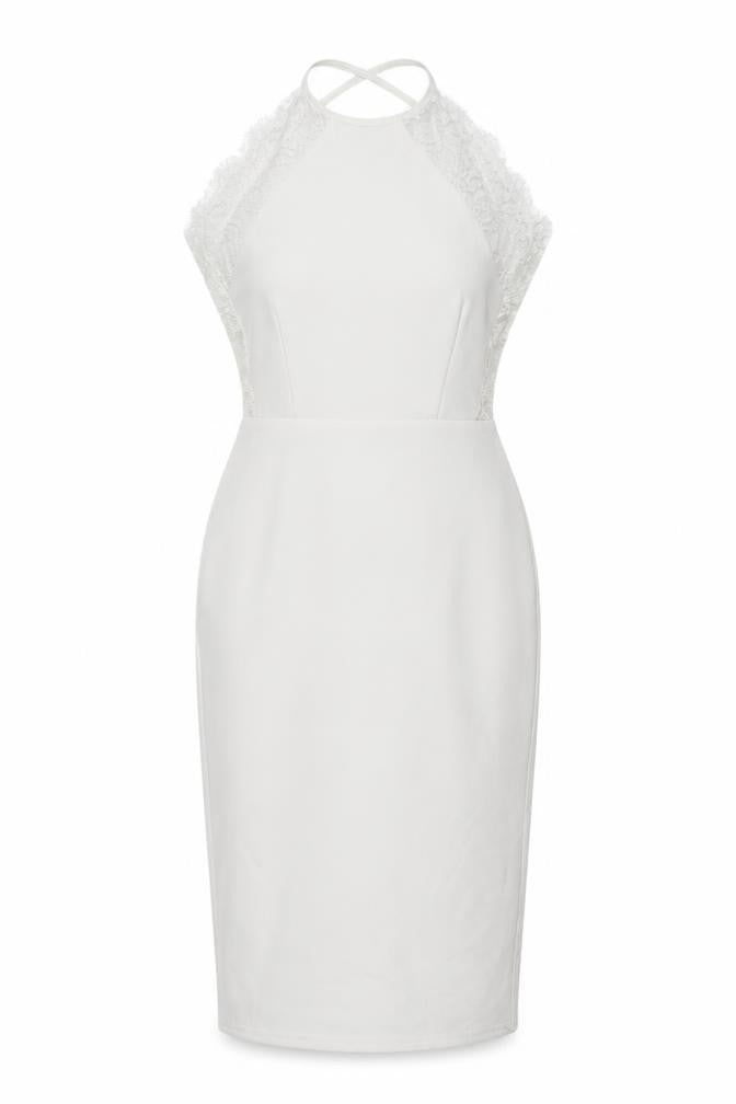 Missguided White Halter Midi Sheath Dress Size 4