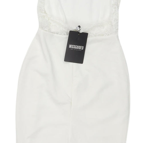 Missguided White Halter Midi Sheath Dress Size 4