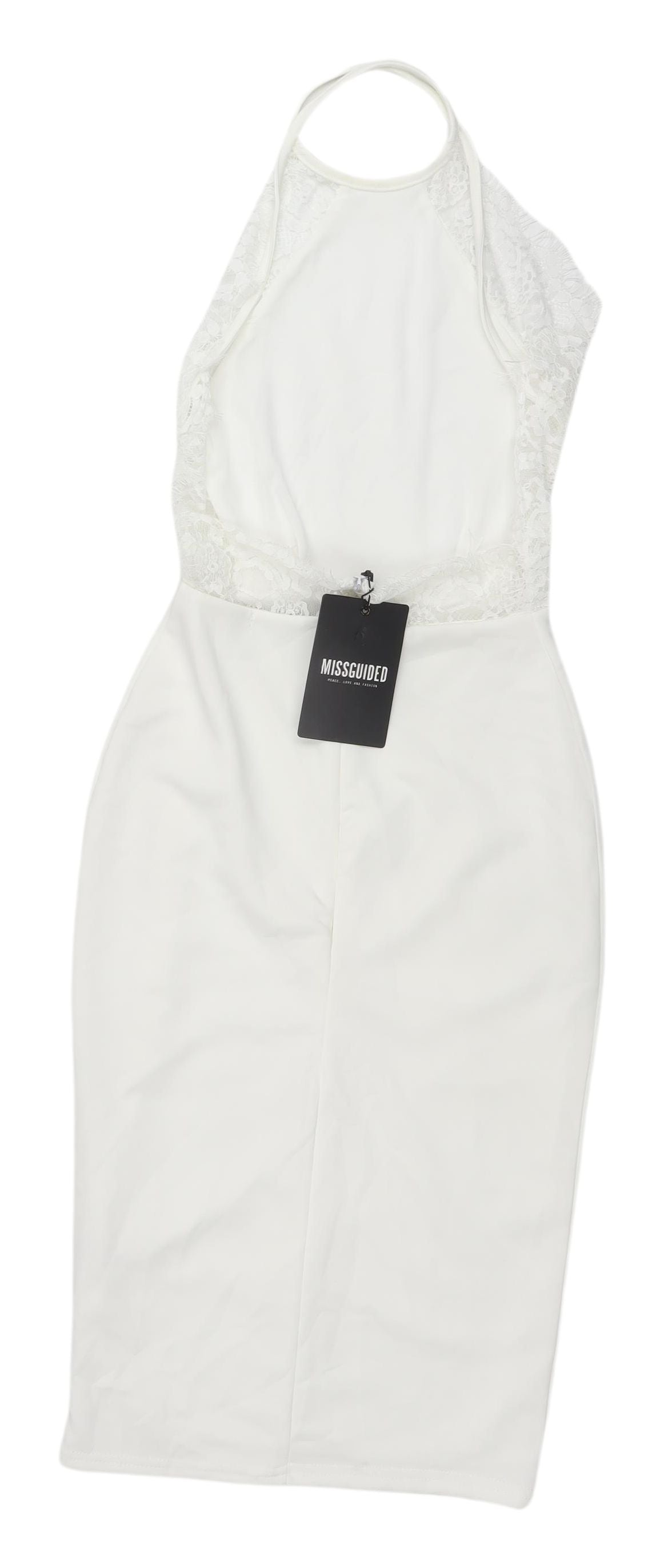 Missguided White Halter Midi Sheath Dress Size 4