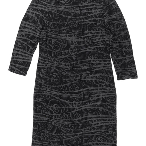 Phase Eight Women's Black Floral Sheath Dress Size 10