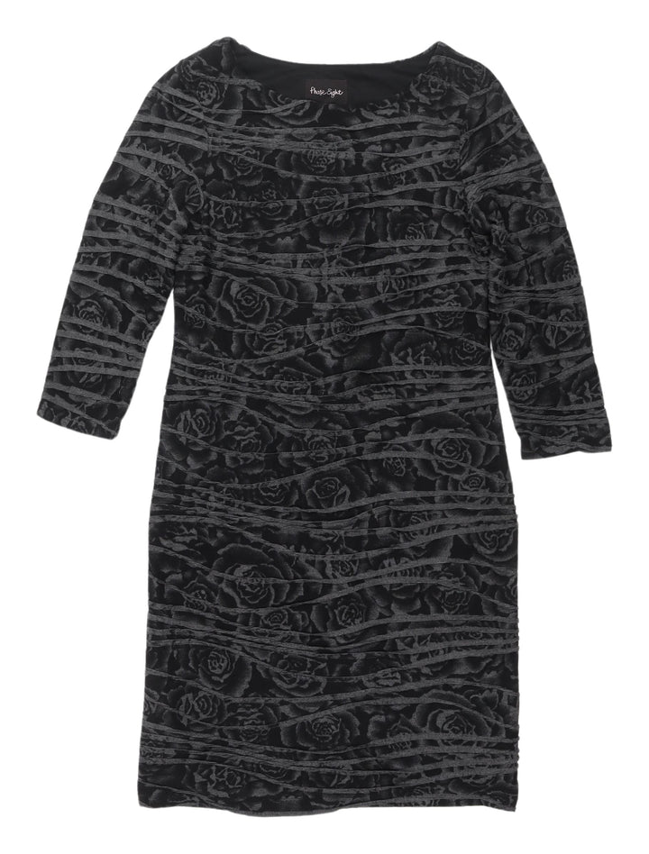 Phase Eight Women's Black Floral Sheath Dress Size 10