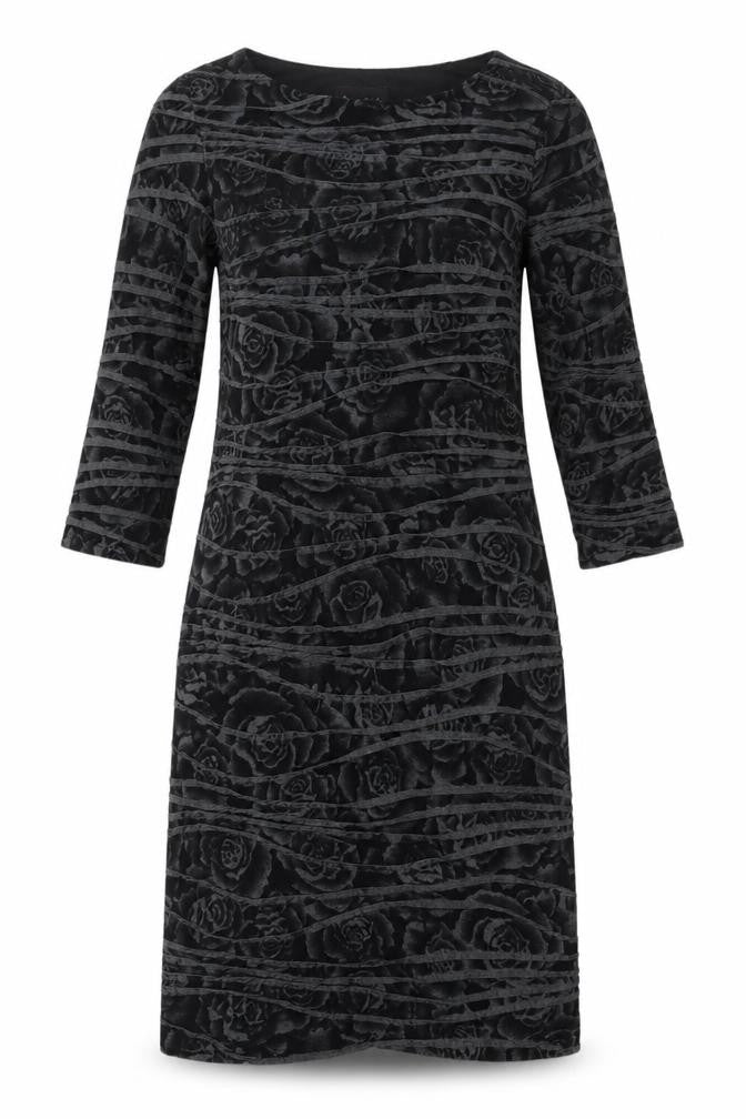 Front view of Phase Eight Women's Black Floral Sheath Dress, size 10