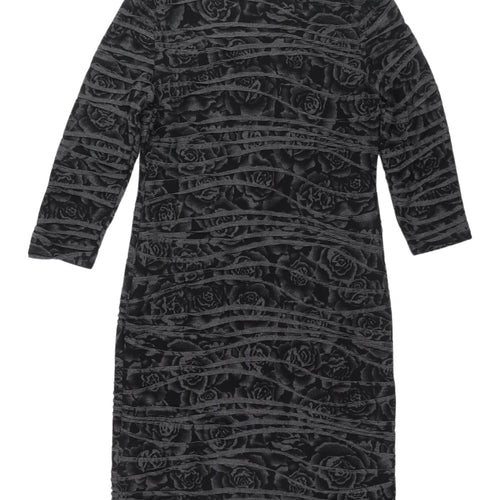 Phase Eight Women's Black Floral Sheath Dress Size 10