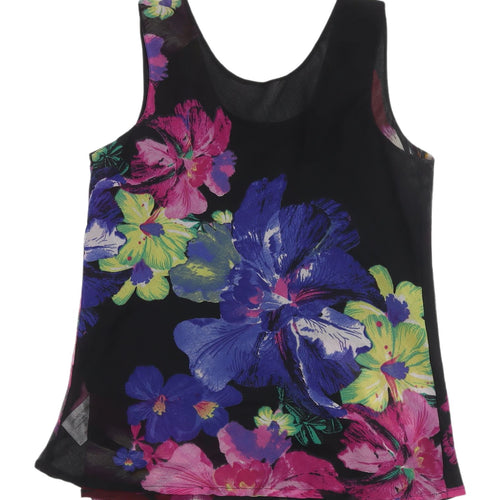 SP Bassini Women's Large Floral Chiffon Tank Top