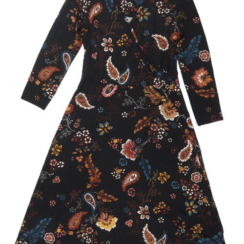 Principles Women's Black Floral A-Line Dress Size 12