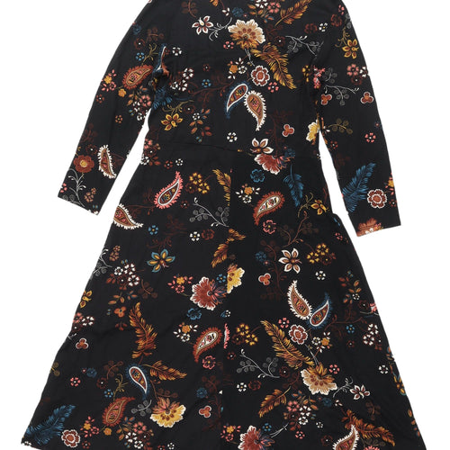 Principles Women's Black Floral A-Line Dress Size 12