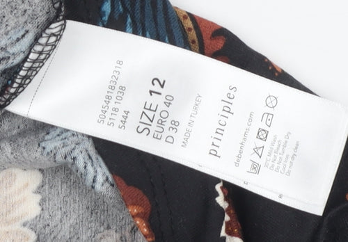 Principles Women's Black Floral A-Line Dress Size 12