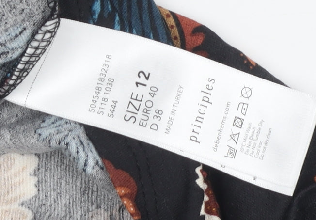 Principles Women's Black Floral A-Line Dress Size 12