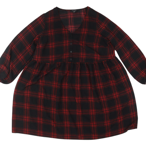 New Look Women Plus V-Neck Plaid Shirt Dress 18