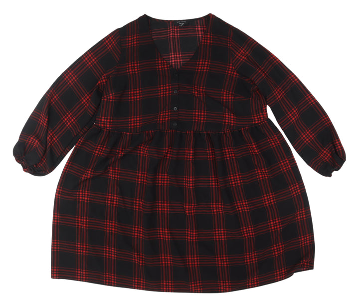 New Look Women Plus V-Neck Plaid Shirt Dress 18