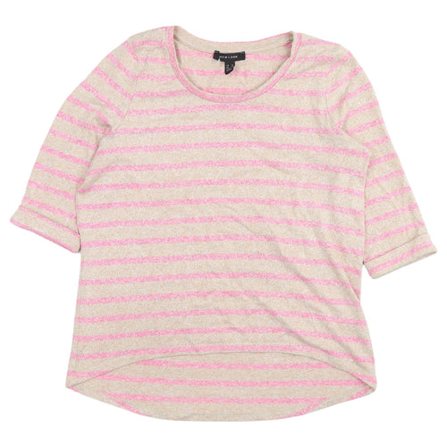 New Look Women's Pink Striped Pullover Jumper, Size 14