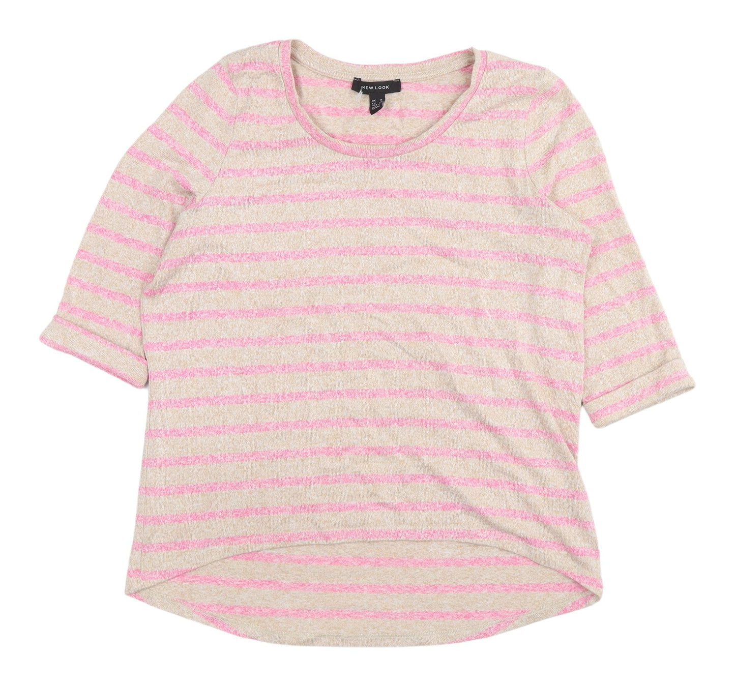 New Look Women's Pink Striped Pullover Jumper, Size 14