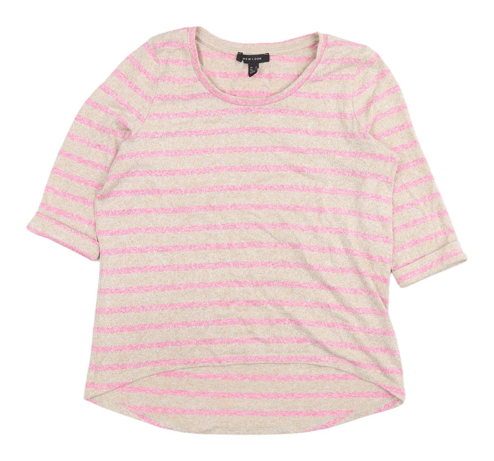 New Look Women's Pink Striped Pullover Jumper, Size 14
