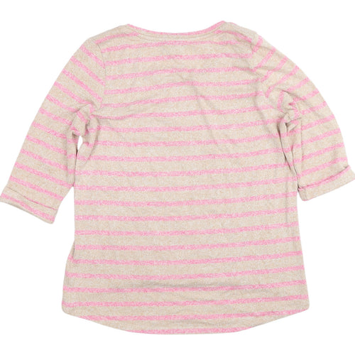 New Look Women's Pink Striped Pullover Jumper, Size 14