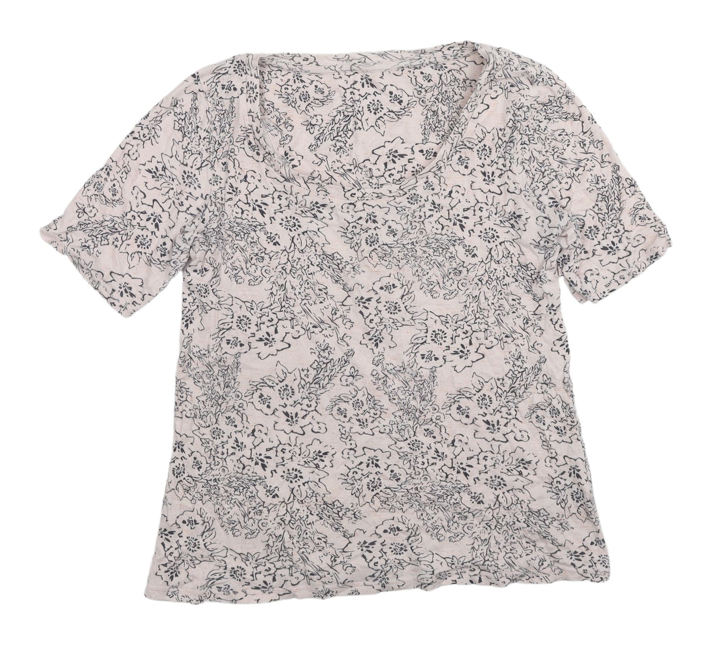 Marks and Spencer Ivory Floral Women's T-Shirt Size 14