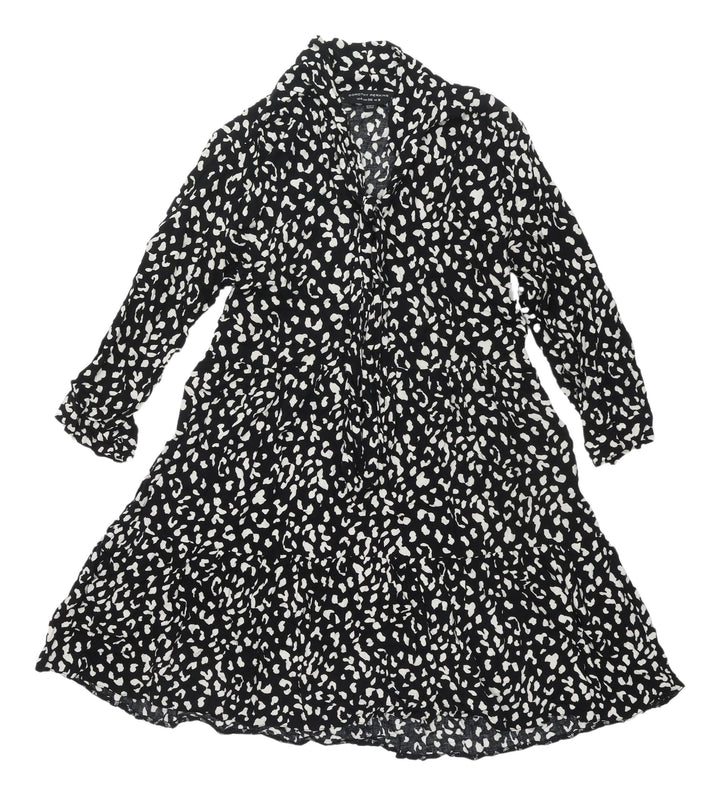 Dorothy Perkins Black Animal Print Shirt Dress UK 8