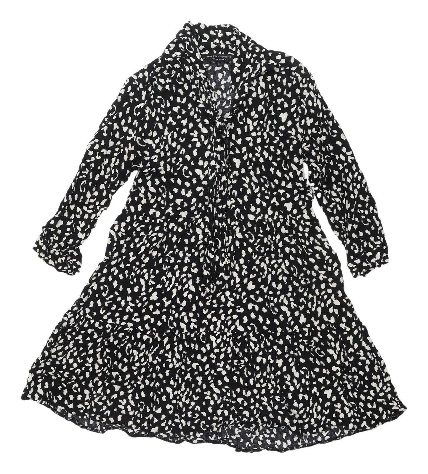 Dorothy Perkins Black Animal Print Shirt Dress UK 8