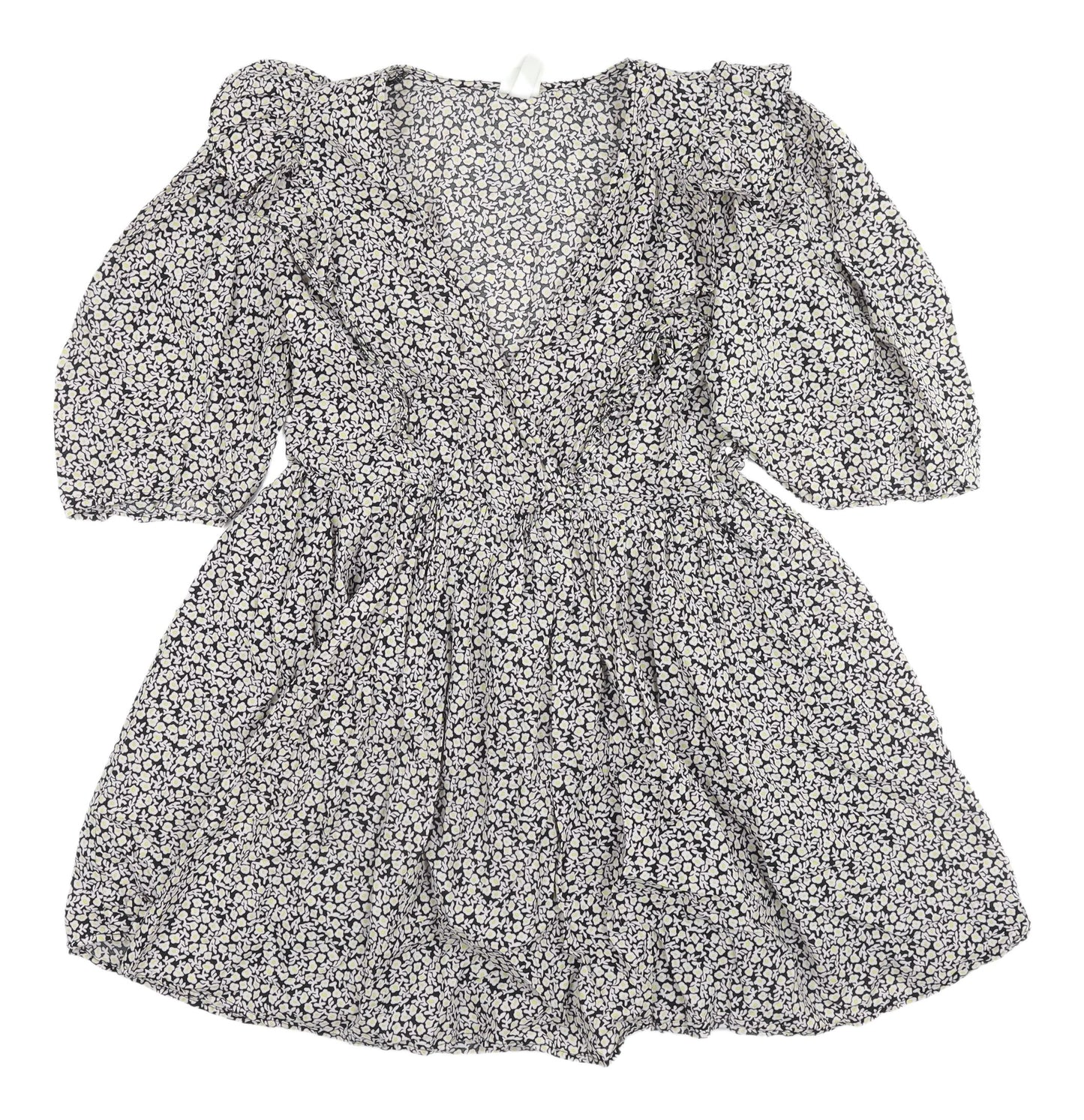 H&M Women's Floral Mini Dress, Size S, Puff Sleeves