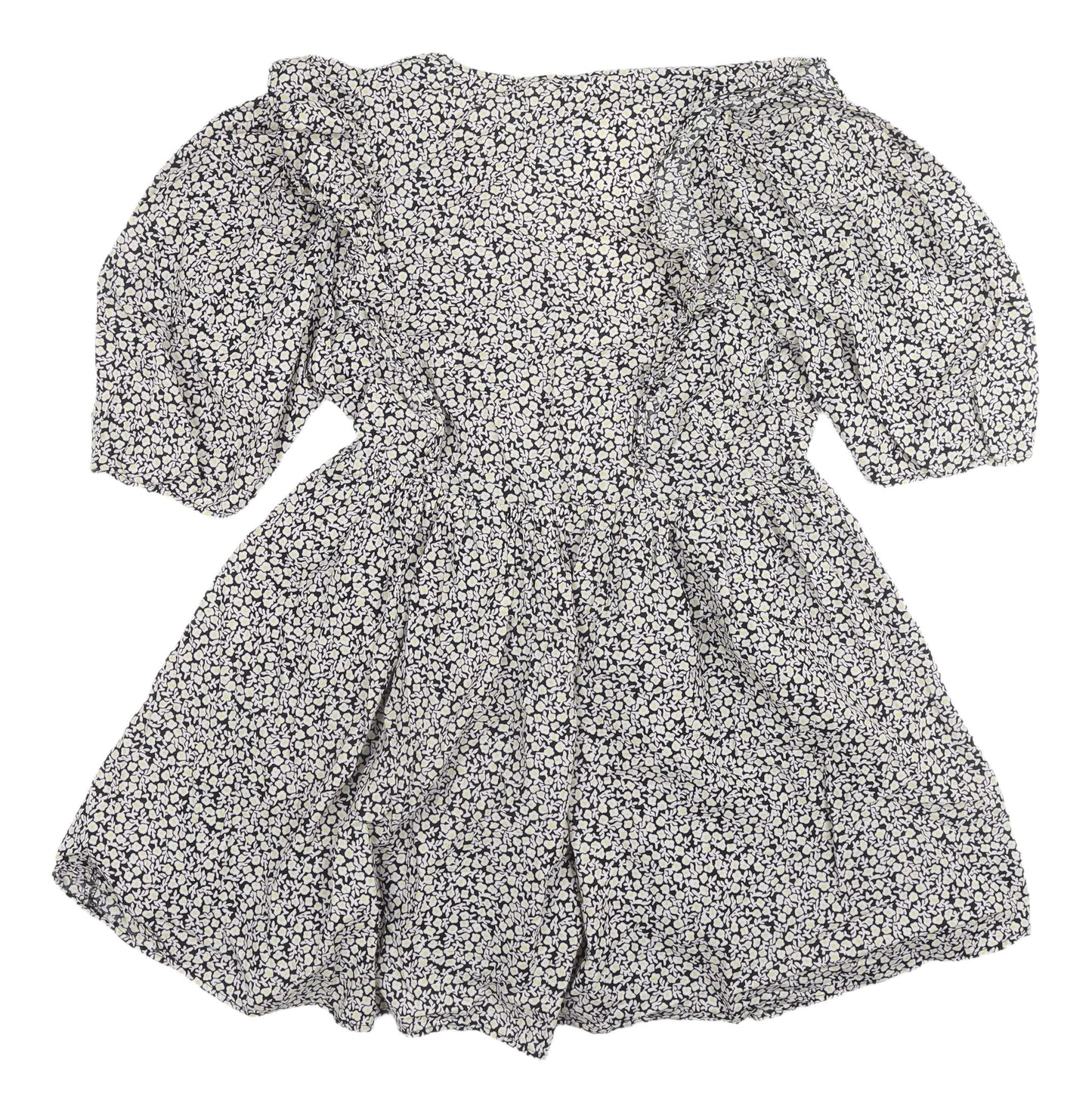 H&M Women's Floral Mini Dress, Size S, Puff Sleeves