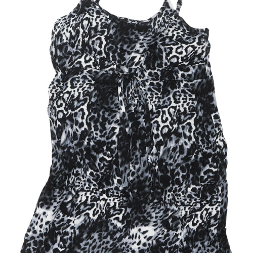 BHS Women's Animal Print Slip Dress, Size 16, Black, Summer Chic