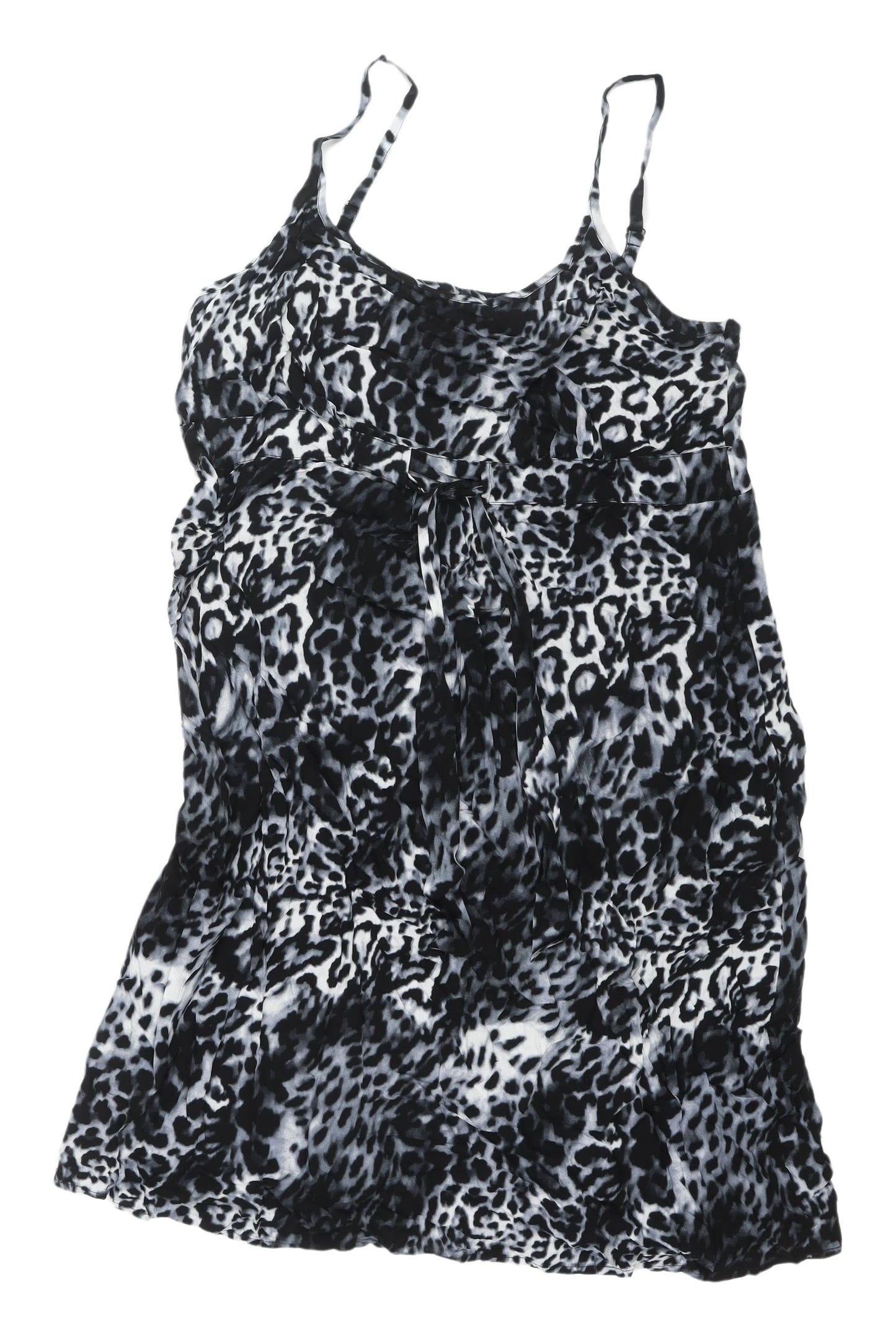 BHS Women's Animal Print Slip Dress, Size 16, Black, Summer Chic