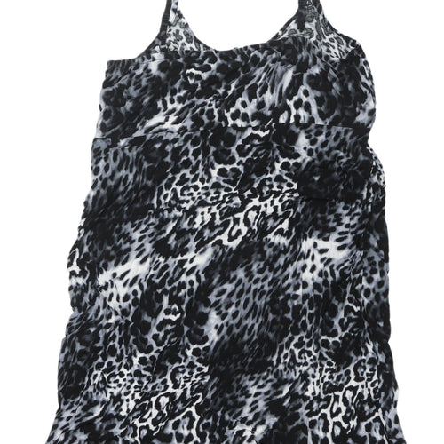 BHS Women's Animal Print Slip Dress, Size 16, Black, Summer Chic