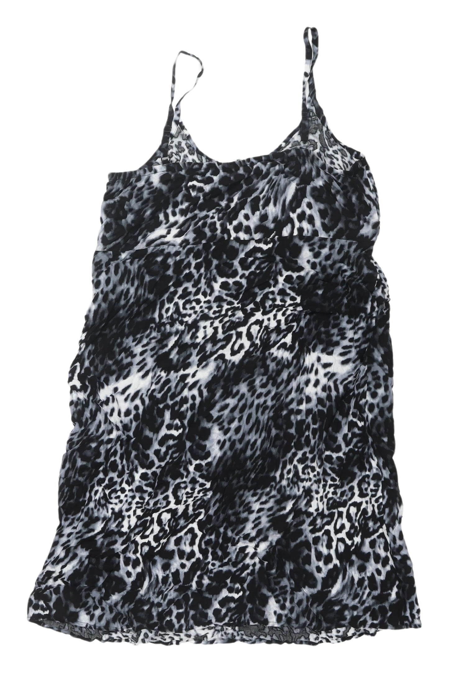 BHS Women's Animal Print Slip Dress, Size 16, Black, Summer Chic