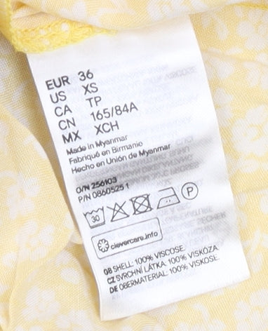 H&M Women's Yellow Floral Camisole Top Size 8