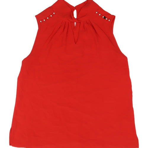 Dorothy Perkins Women's Red Sleeveless High Neck Blouse 16