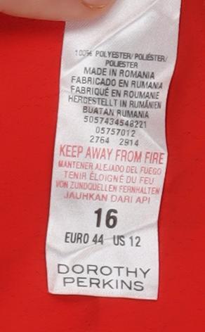 Dorothy Perkins Women's Red Sleeveless High Neck Blouse 16