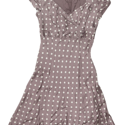 Hobbs Women's Grey Polka Dot A-Line Dress Size 12
