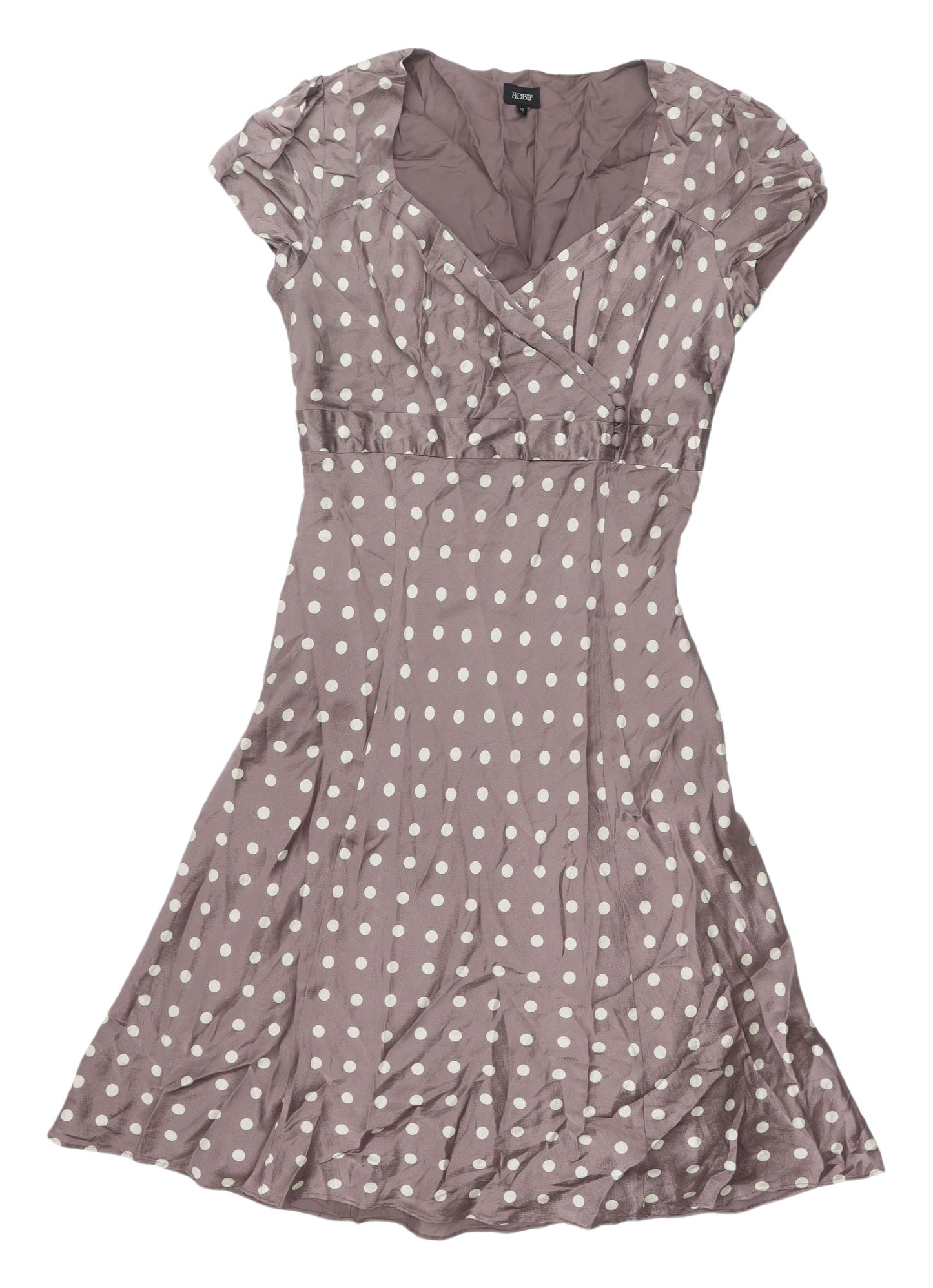 Hobbs Women's Grey Polka Dot A-Line Dress Size 12