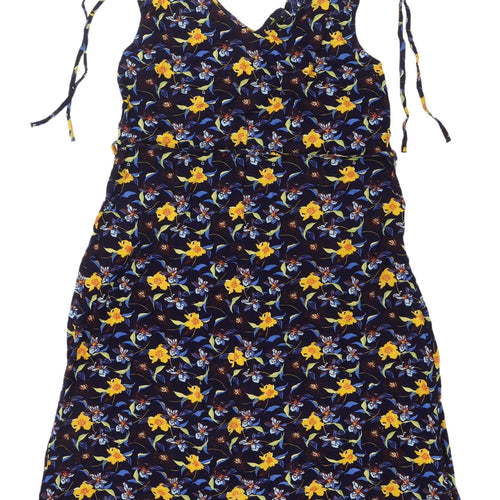 Tex Floral V-Neck Dress for Women - Large, Multicoloured, A-Line