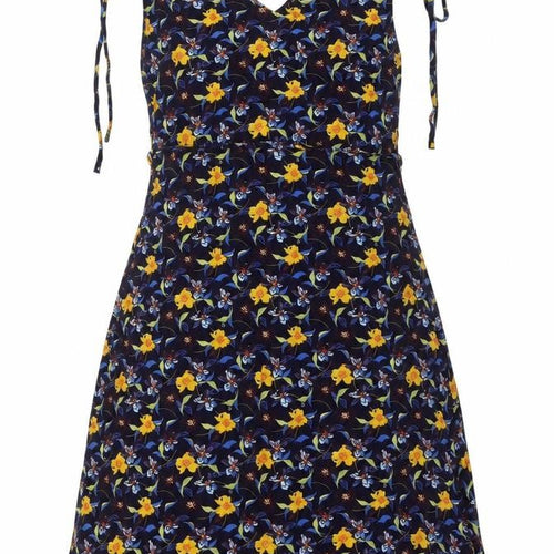 Tex Floral V-Neck Dress for Women - Large, Multicoloured, A-Line