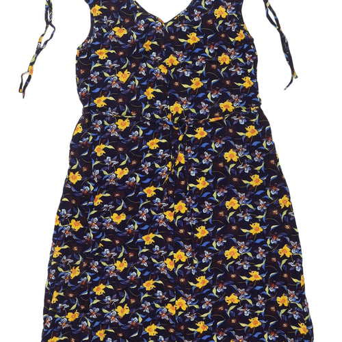 Tex Floral V-Neck Dress for Women - Large, Multicoloured, A-Line